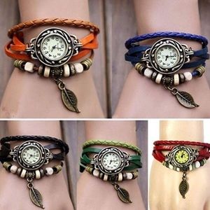 Handmade layered watch bracelet with charms